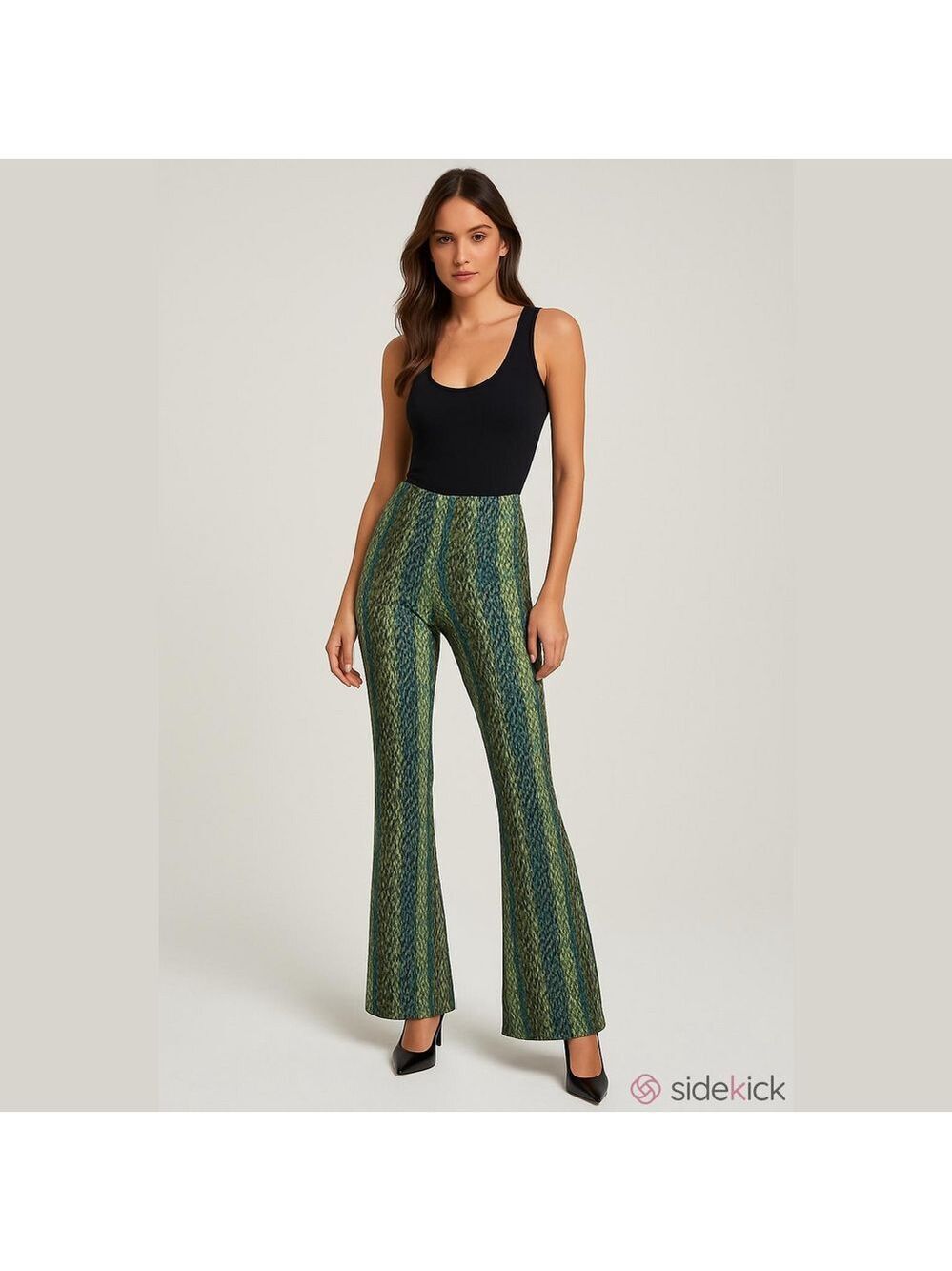 Betsey Johnson Cellephane Snake-print Pants Iridescent Velvet Flare Green Y2K L